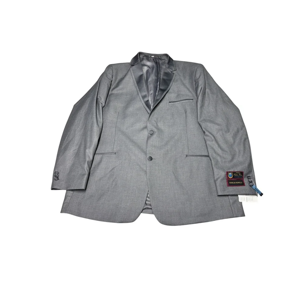 NWT Giorgio Fiorelli Mens Grey Tuxedo Suit Set Super Fine 2‎ Piece 50L W50 L38